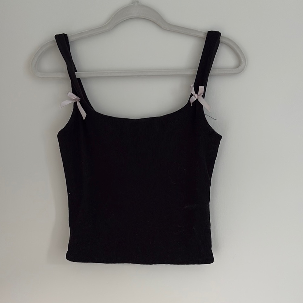 Black Fitted Camisole with Tie Front